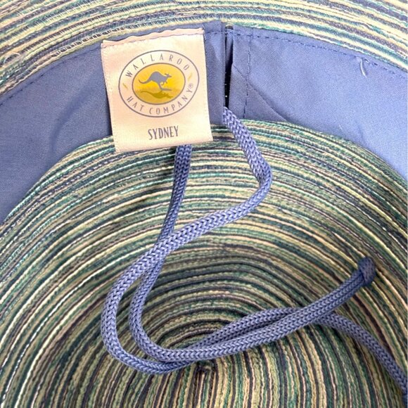Wallaroo Wide Brim Sun Hat Rolled Ombre Blue UPF Protection Packable Vacation - Picture 8 of 13